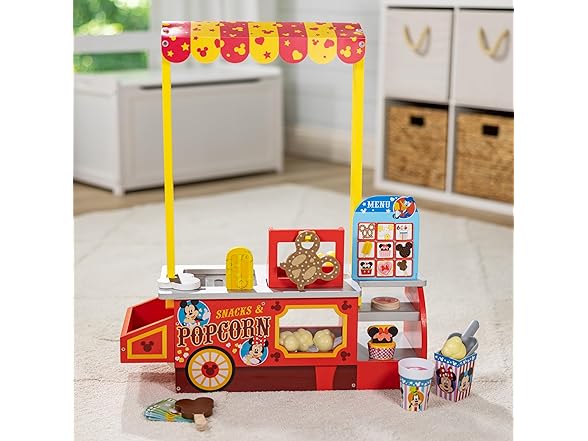 Melissa & Doug Disney Snacks & Popcorn Wooden Pretend Play Food Counter