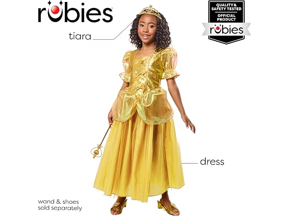 Rubies Gold Princess Costume Dress for Kids, XXSmall