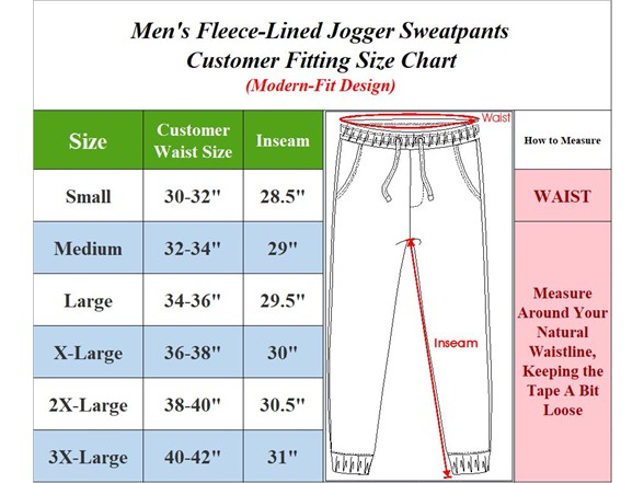 3Pk Mens Fleece Joggers w-Zip Pockets (S-3XL)
