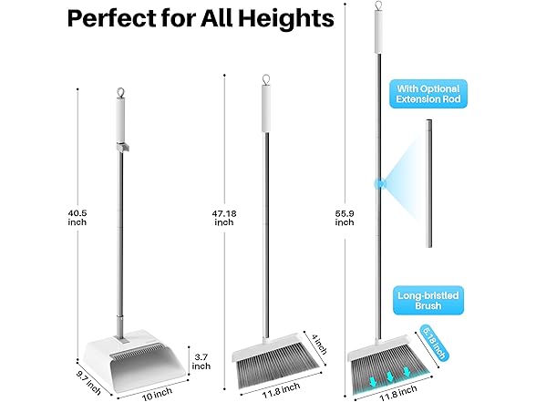 JOYMOOP White Broom and Dustpan Set