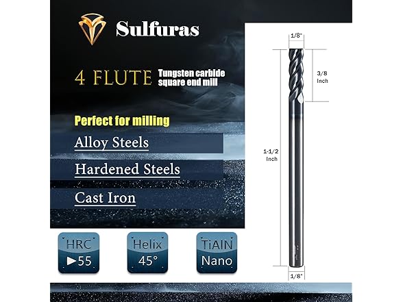1/8 Carbide Square Nose End Mill Set