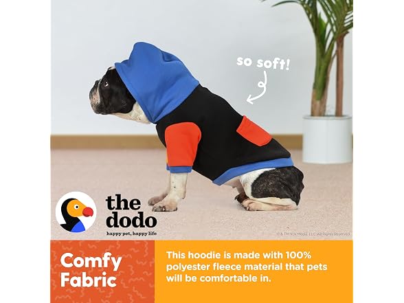 The Dodo Dog Hoodie, Black Colorblock, Size Large