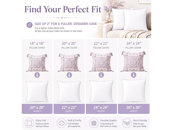 Wuuyuef 20x20 Pillow Inserts, 2-Pack