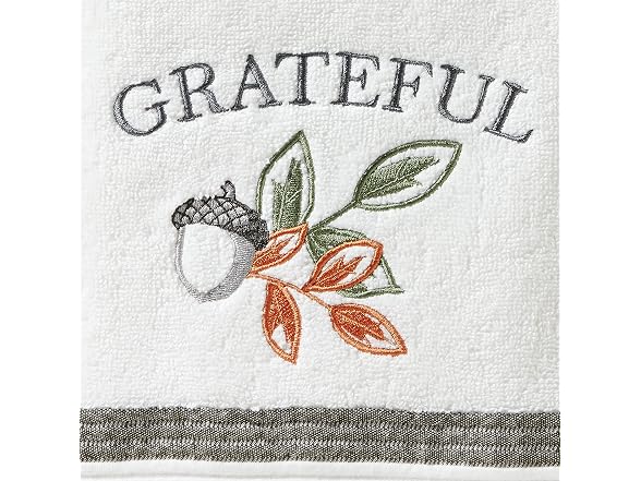 SKL Home Fall Nature's Harvest Bath Towel, White