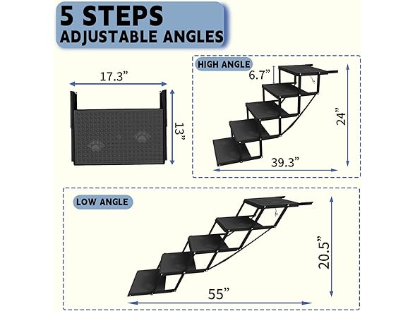 YACONA Dog Stairs for Car Black