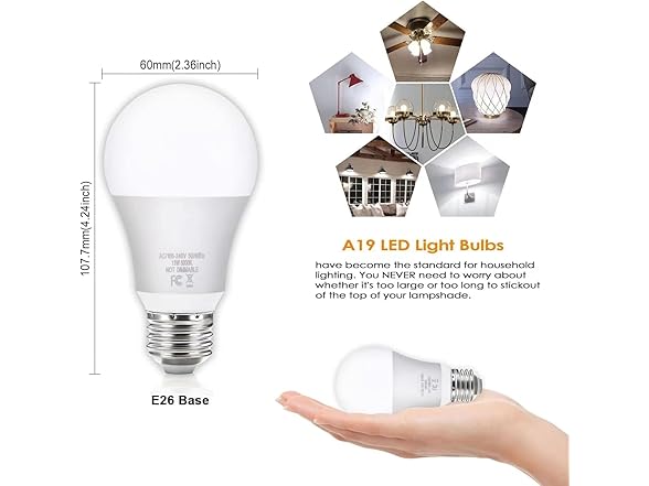 Yochoice A19 LED Light Bulbs, 100W Equivalent LED