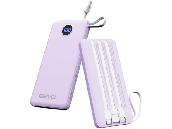 EEIVOL 10000mAh Power Bank w/Cables