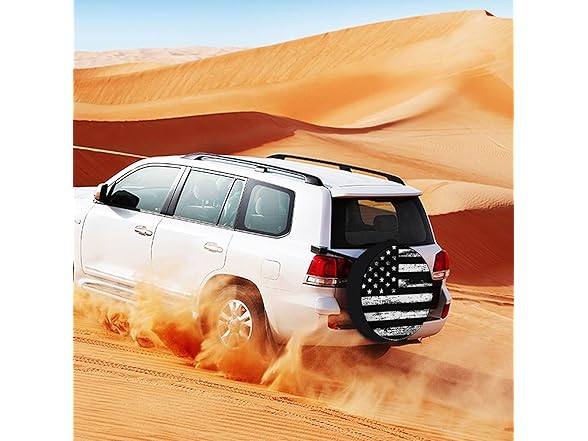 Retro Black White American Flag Tire Cover