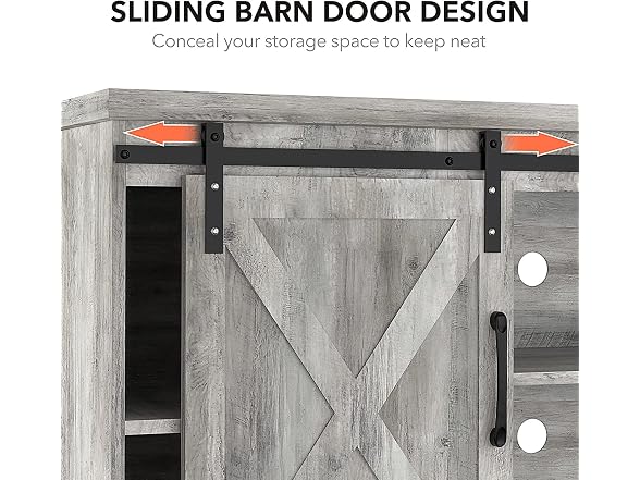 IDEALHOUSE TV Stand 65 White Barn Door