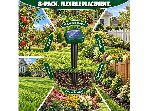 Lycxbfjia 8-Pack Solar Mole Repellent