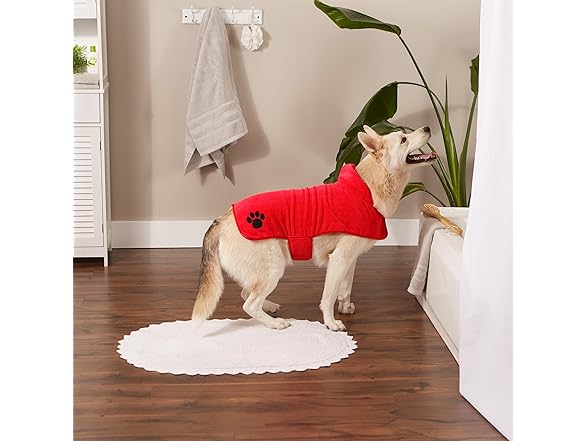 Bone Dry Pet Robe Collection Embroidered Robe Red