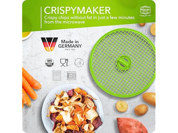 Borner by Reston Lloyd 2pc Crispymaker, Microwave Chip Maker, Green