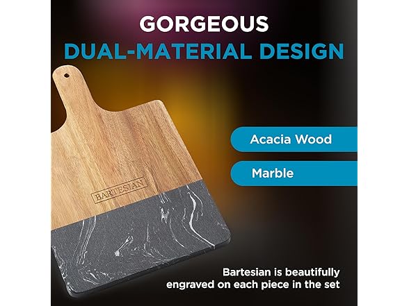 Bartesian Wooden Cutting Board & Drink Coaster Set