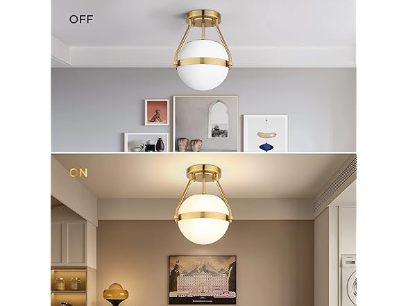 Lakumu Globe Semi Flush Mount Ceiling Light, Gold