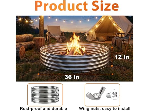 IBGUC 36in Fire Pit Ring Steel