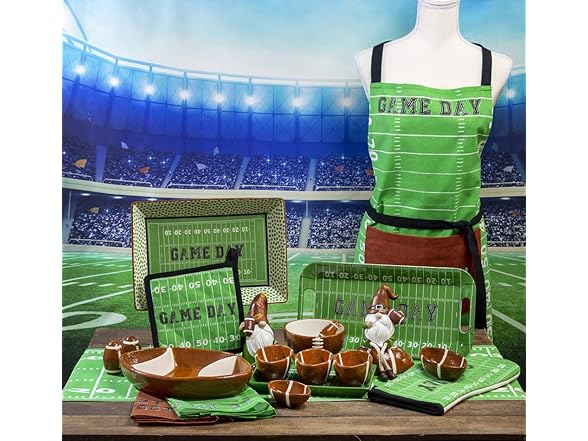 Boston International Football Party Platter with Three Bowls
