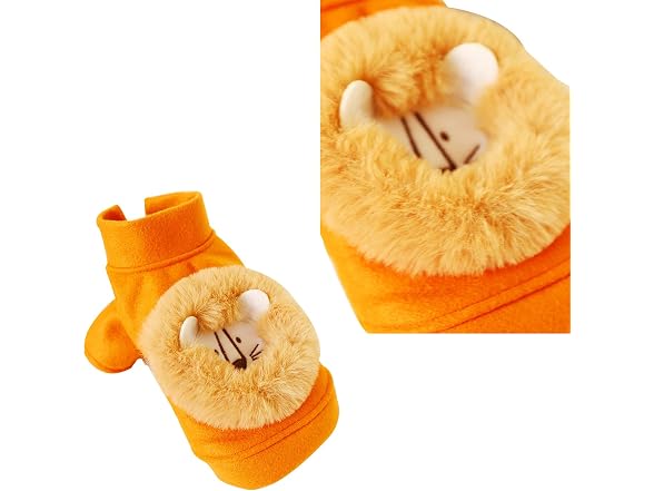 Pet Costume Plush Lion Pattern Winter Pet Ho