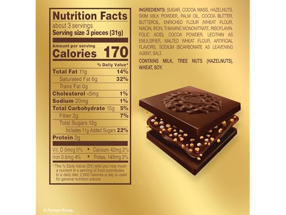 Ferrero Rocher Dark Hazelnut Squares 3.7