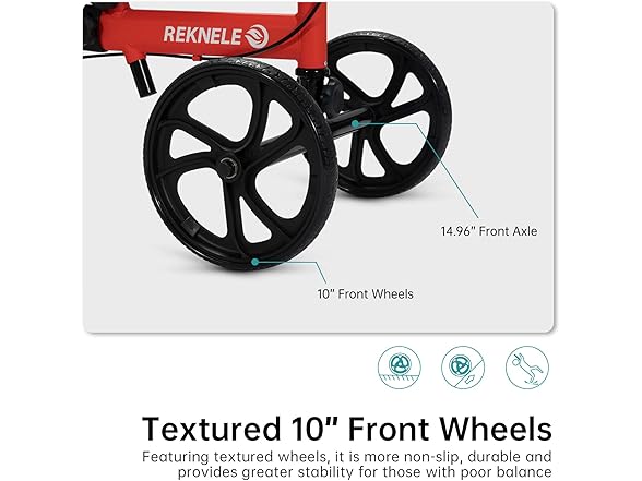 ELENKER Best Value Knee Walker with 10" Front Wheels Steerable Medical Scooter Crutch Alternative with Dual Braking System Red (Open Box)