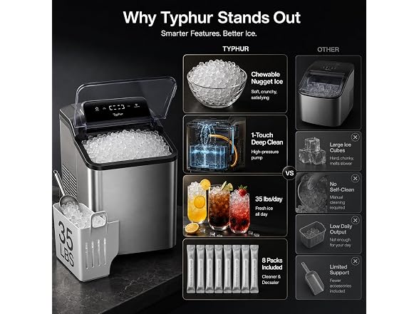 Typhur Nugget Ice Maker Countertop, 35lbs/24H