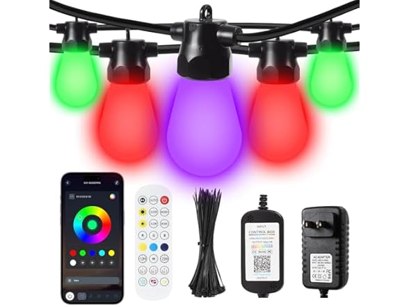 100ft Outdoor String Lights | RGBW | Remote