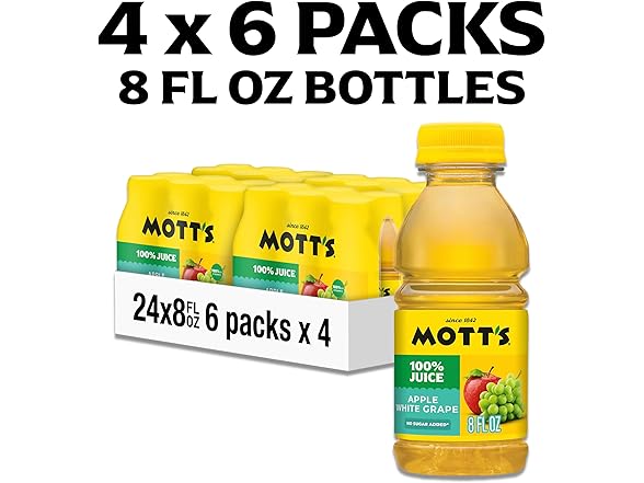 24PK Mott's 100% Apple White Grape Juice, 8 oz.