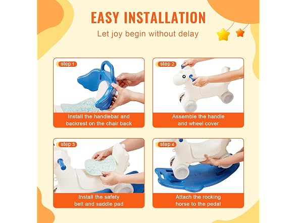4 in 1 Rocking Horse for Toddlers 1-3