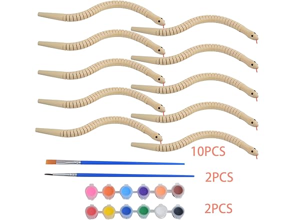 FORWOMLM 10pcs Unfinished Wooden Wiggly Snakes