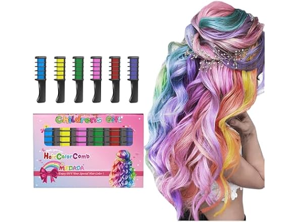 MSDADA Hair Chalk Combs 6 Count Washable