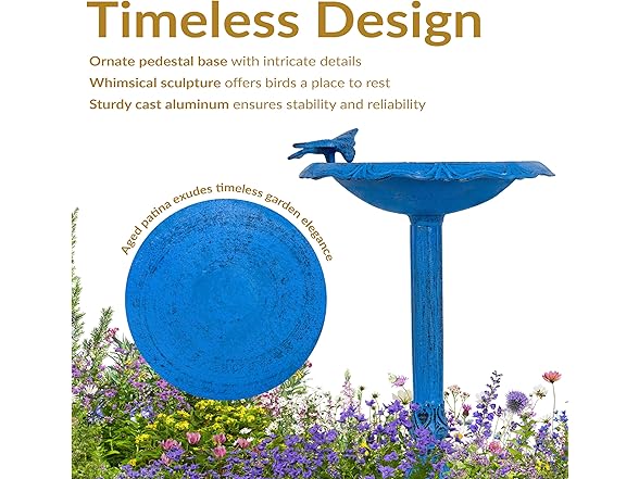 Sunnydaze Garden Visitor Metal Bird Bath