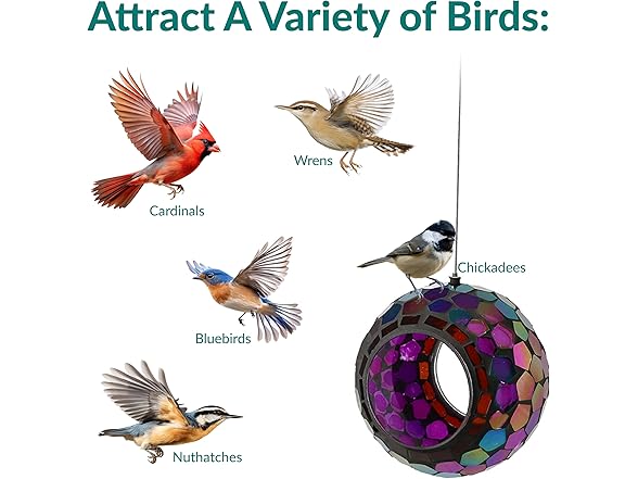 Sunnydaze 6-Inch Glass Mosaic Hanging Bird Feeder