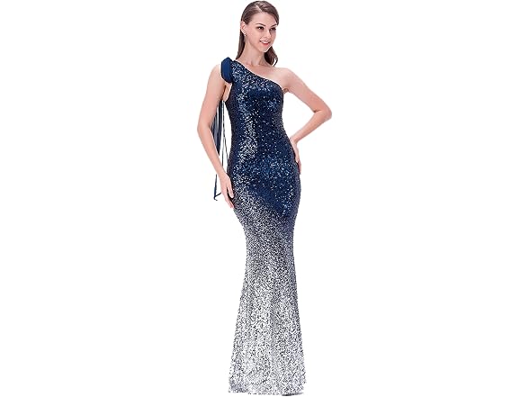 Angel-fashions Women (L) Asymmetric Ribbon Dress