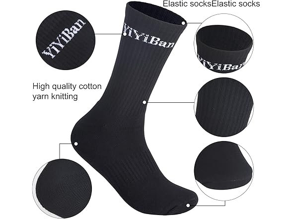 YiYiBan Mens Cotton Socks 3 Pairs 6-11