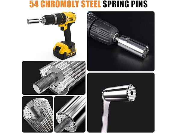 Super Universal Grip Socket Set w/ Power Drill Adapter