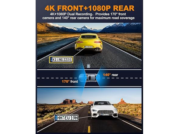 POYBPCY Dash Cam Front and Rear 4K