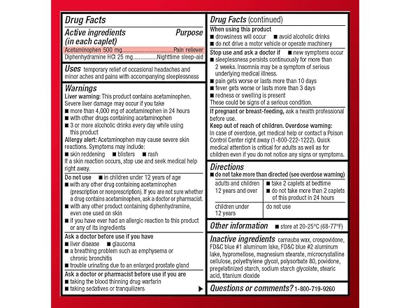 Amazon Basic Care Acetaminophen PM,100 Count