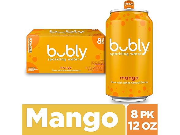 8PK bubly Sparkling Water, Mango, Zero Sugar