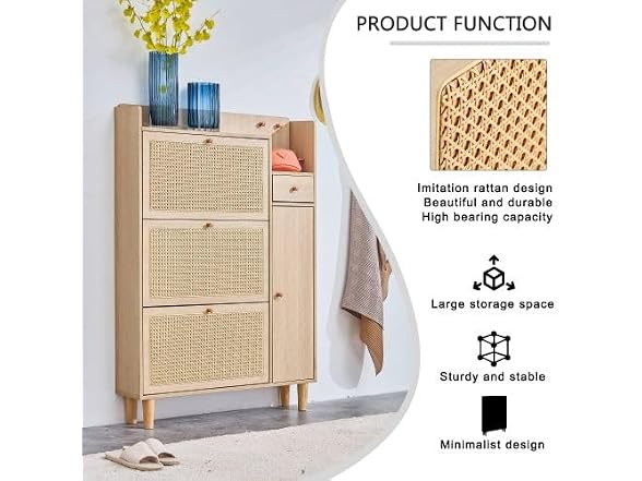 GIA 4-Door Rattan Storage Cabinet