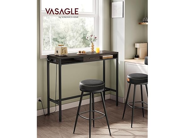VASAGLE Bar Table with Power Outlets