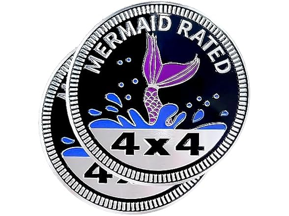 Mermaid Badge Car Emblem 4x4 Metal 2Pc