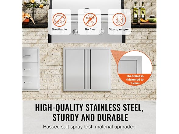 Double Stainless Outdoor Kitchen Door, 26W x 24H Inch