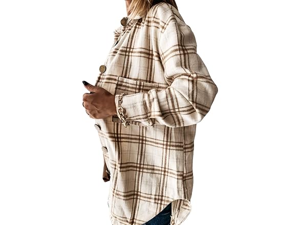 Nufiwi Women (M) Casual Flannel Shirt Down Top
