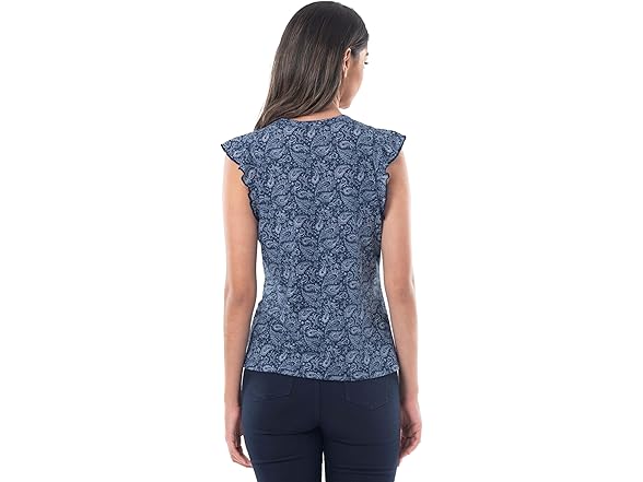 Lee Women Ruffle Sleeve Crewneck Tank Top