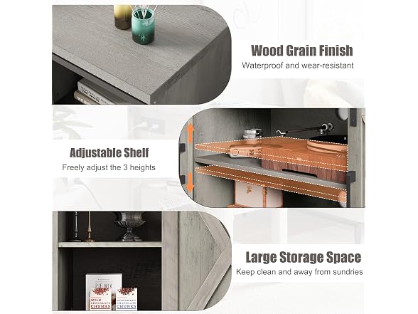 IDEALHOUSE TV Stand 65 White Barn Door