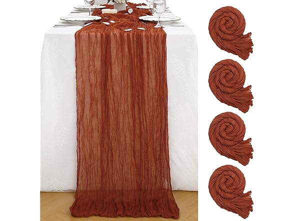 SoarDream 4 Packs 36"x120" Cheesecloth Table Runner