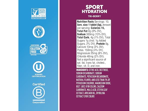 10PK Nuun Sport Electrolyte Tablets, Tri-Berry