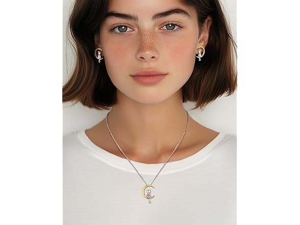 Birthstone Cat Moon Earrings