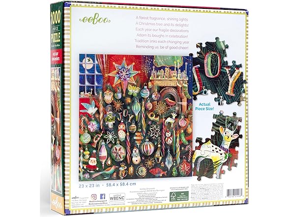 eeBoo 1000 Piece Puzzle - Holiday Ornaments