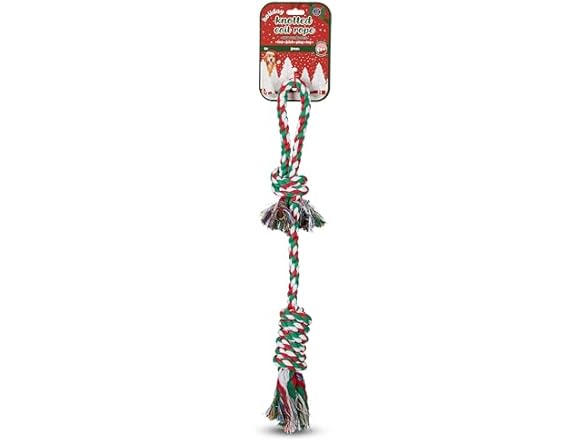 Bow Wow Pet Xmas Tug Rope with Ball Knot Dog Toy