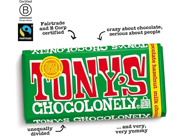Tonys Chocolonely Milk Choc Hazelnut 4pk